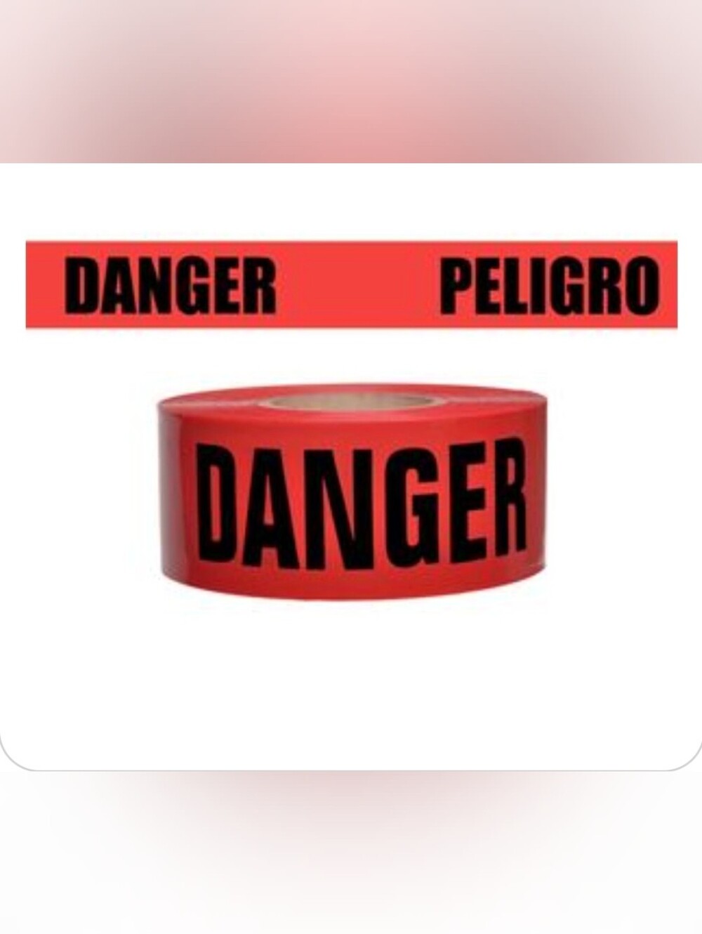 TWO DANGER PELIGRO ORMADUS Barricade Tape 3" x 1000 ft 2mil Red/Black HiVis Warn